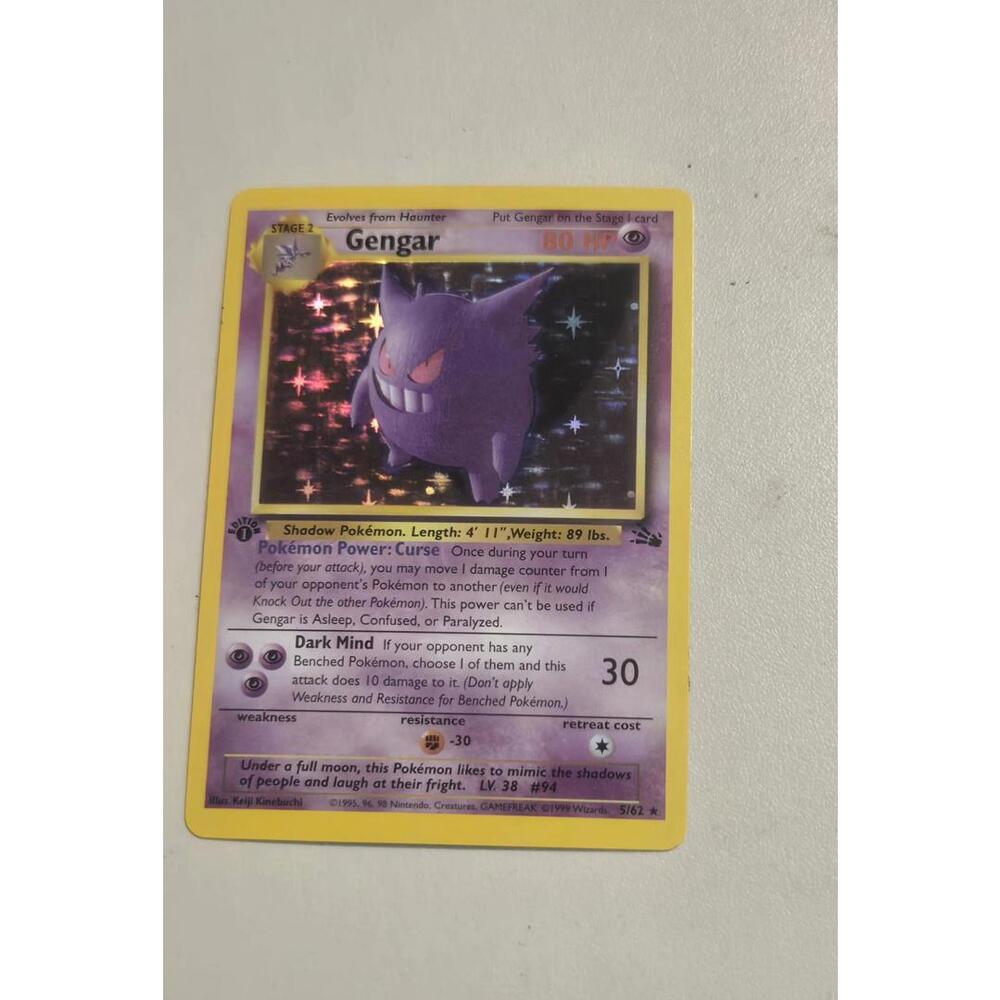 1st Edition Gengar card Holo 5/62 1999 Pokémon Fossil TGC
